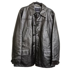 Banana republic black leather button up jacket